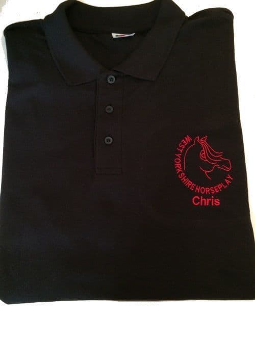 Adults West Yorkshire Horse Play Polo Shirt - Black
