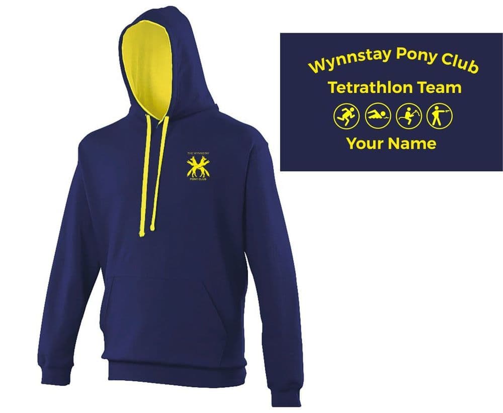 Adults Wynnstay TET Navy with yellow hood Hoodie Jh003