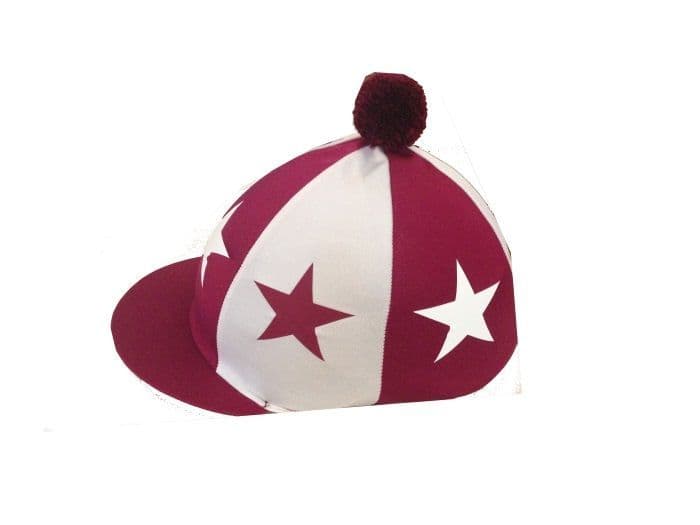 BBRC Riding Club Silk Silk Burgundy/white. Burgundy pompom