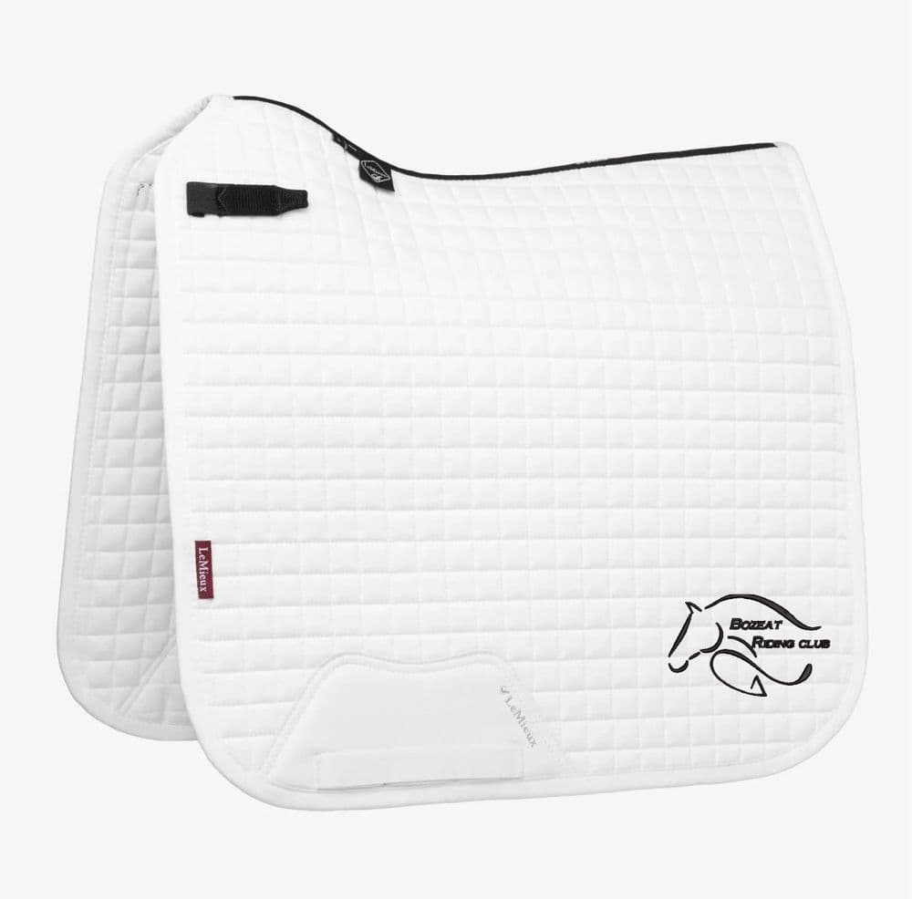 Bozeat Riding Club embroidered white Le Meiux Dressage Saddlecloths