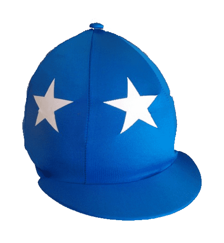 Burghley PC COMPETITION Royal Lycra Hat Silk with large white stars