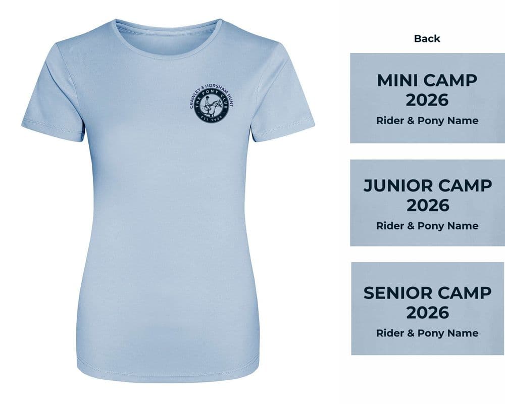 CAMP 26 Ladies Crawley & Horsham Hunt Sky Cool T-shirt - JC005
