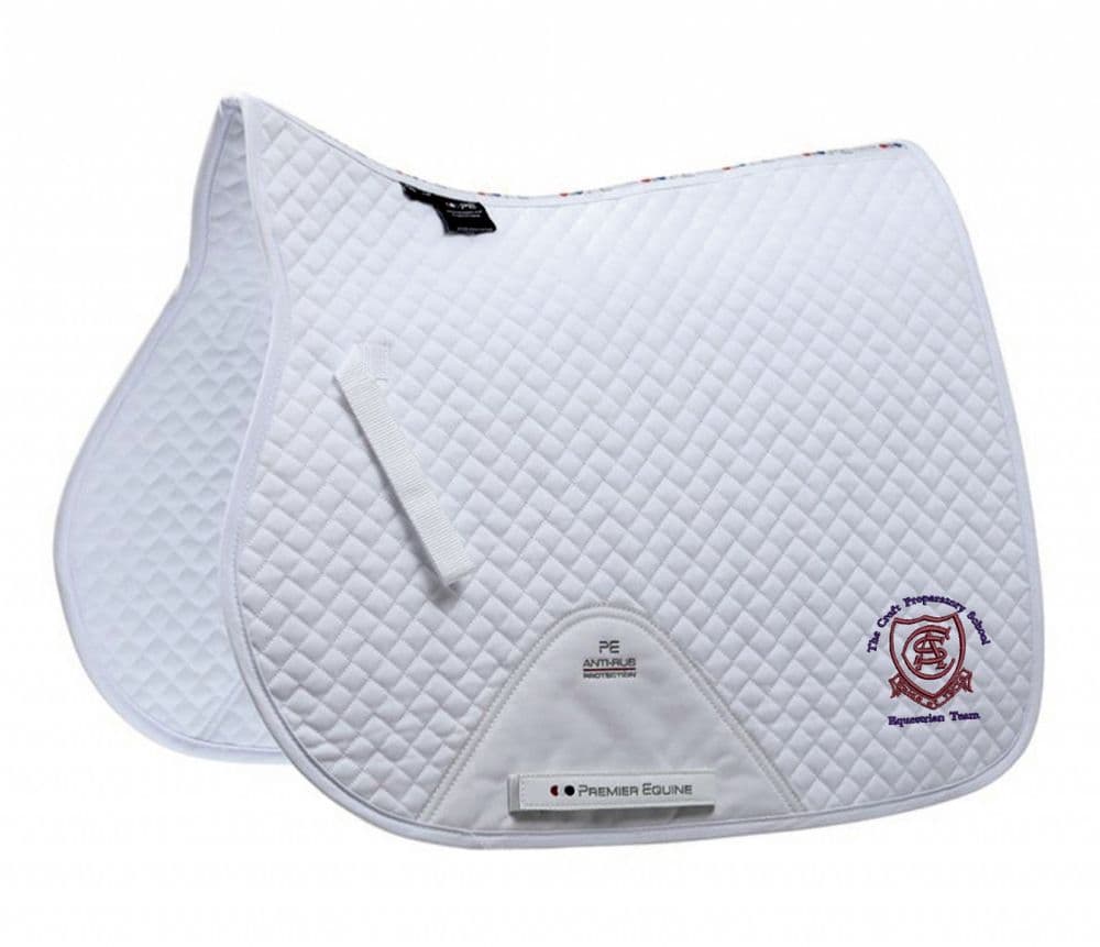 Cheam School Equestrian embroidered White Premier Equine GP Saddlecloths