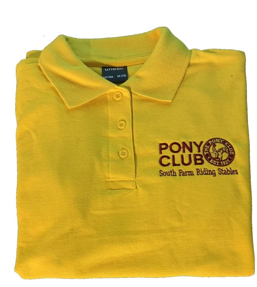 CHILD South Farm Riding Stables Pony Club Yellow Polo Shirt UC103