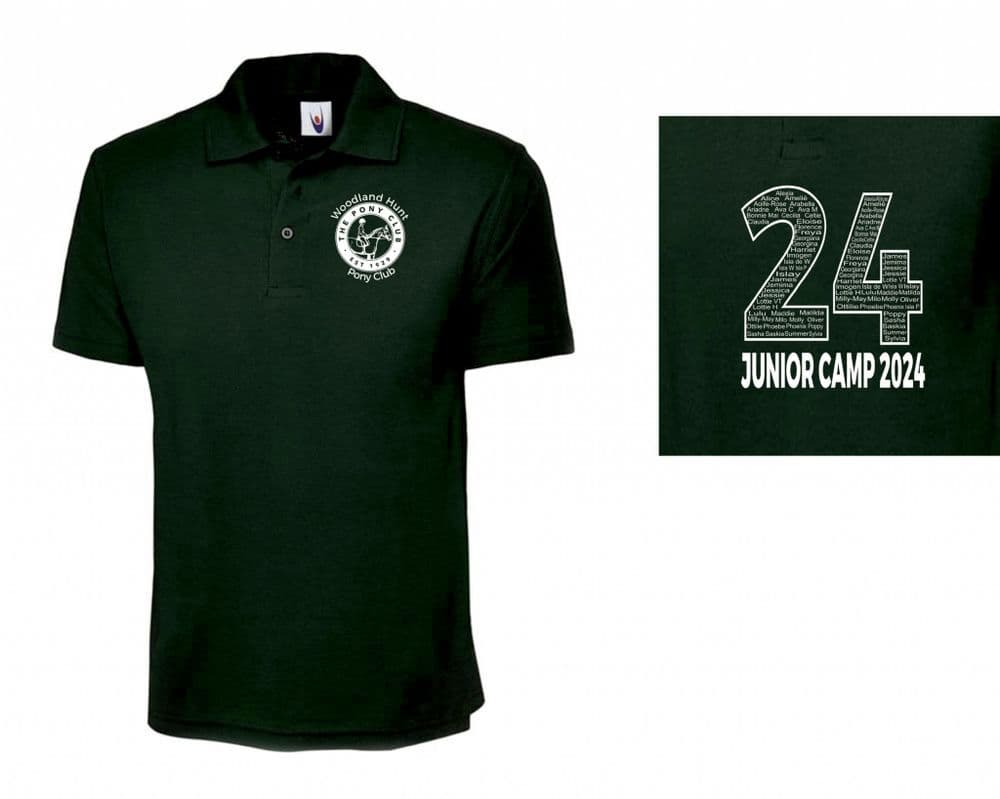 CHILD Woodland Hunt CAMP 2025 Bottle Green Polo Shirt UC103