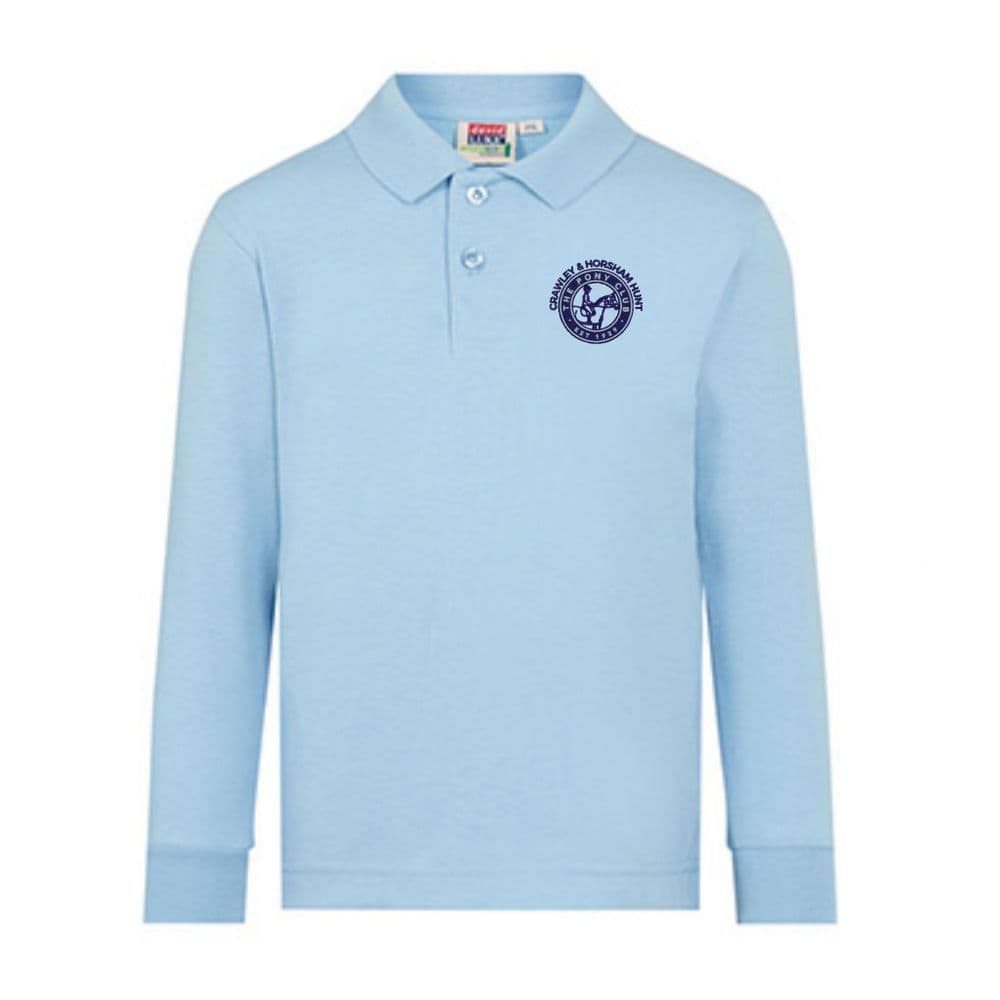 Children's Crawley & Horsham Hunt PC Pale Blue Long Sleeve Polo - 454