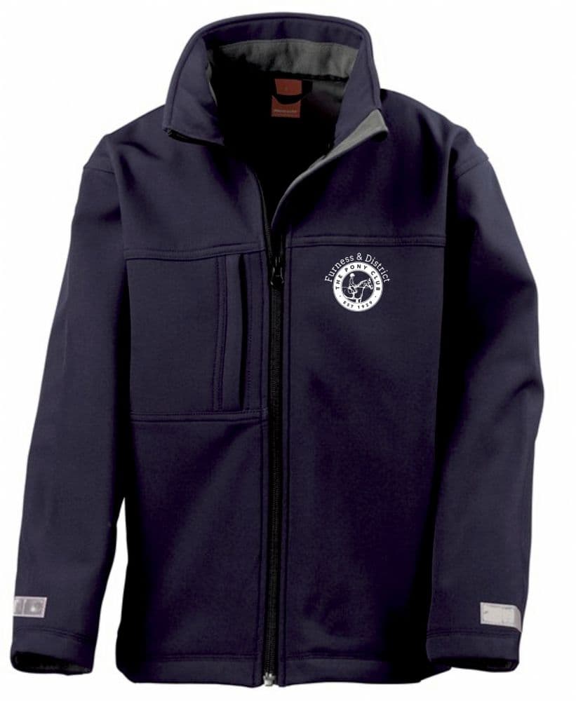 Children's Furness & District PC Navy Classic Softshell 3 layer jacket.
