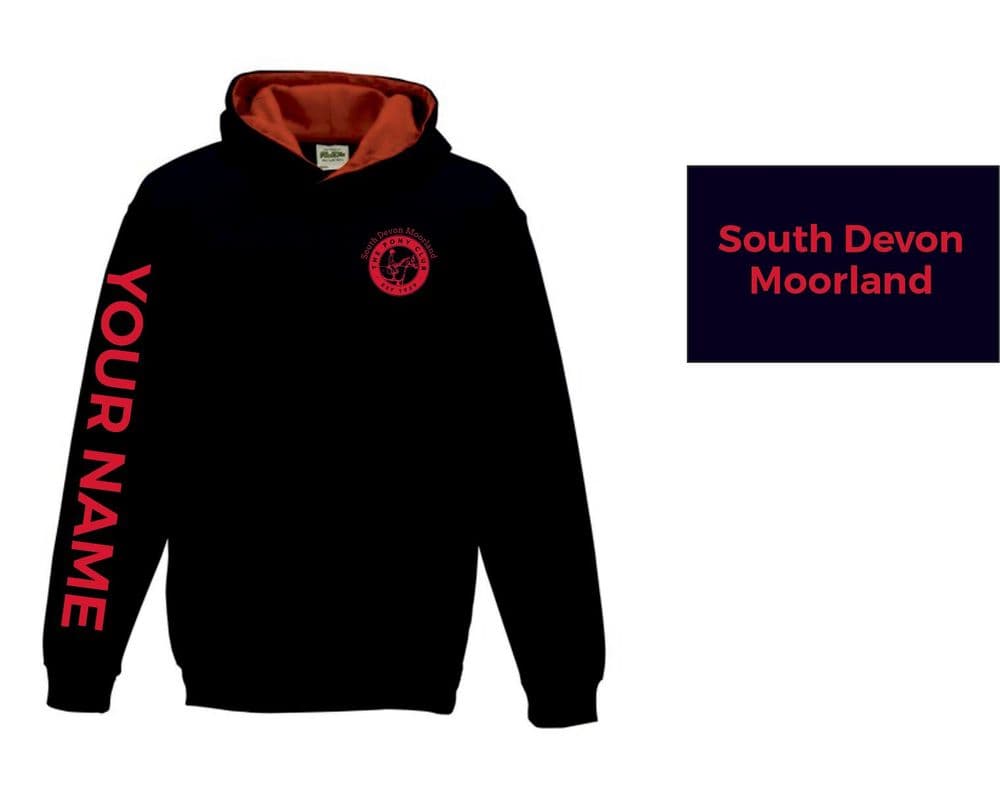 Children's South Devon Moorland Navy with red hood, Pony Club Hoodie JH003b