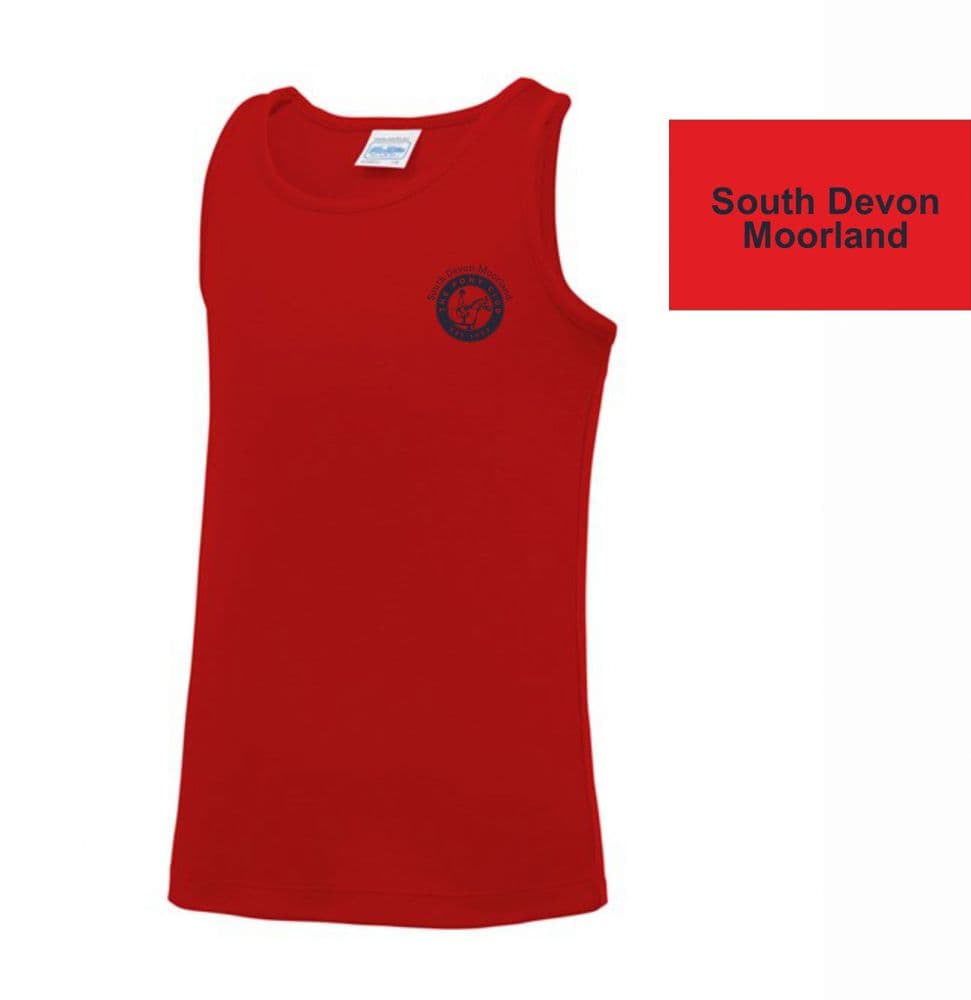 Children's South Devon Moorland Pony Club red running vest JC07j