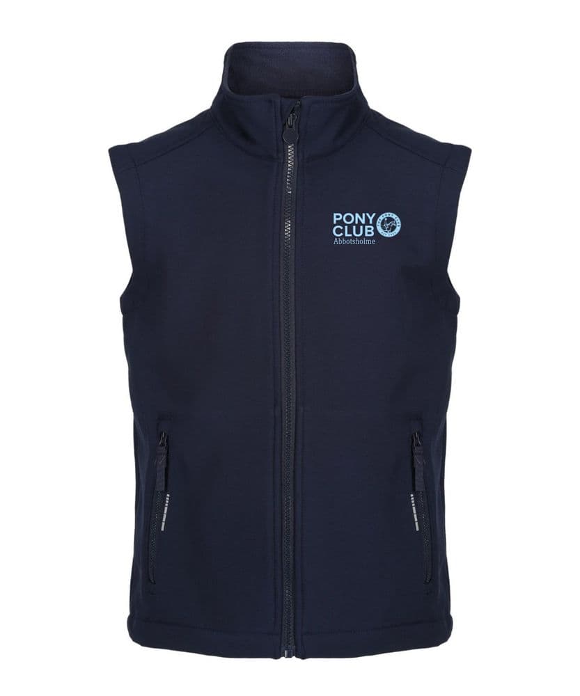 CHILDRENS Abbotsholme Pony Club Navy Soft-shell Gilet - RG342