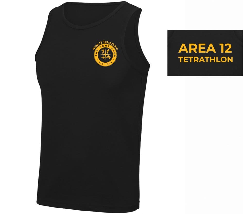 CHILDRENS Area 12 Tetrathlon Black 'cool' Vest - JC007B