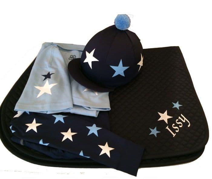 Childrens Baby Blue/White/Navy Base Layer Cross Country Colours With Stars