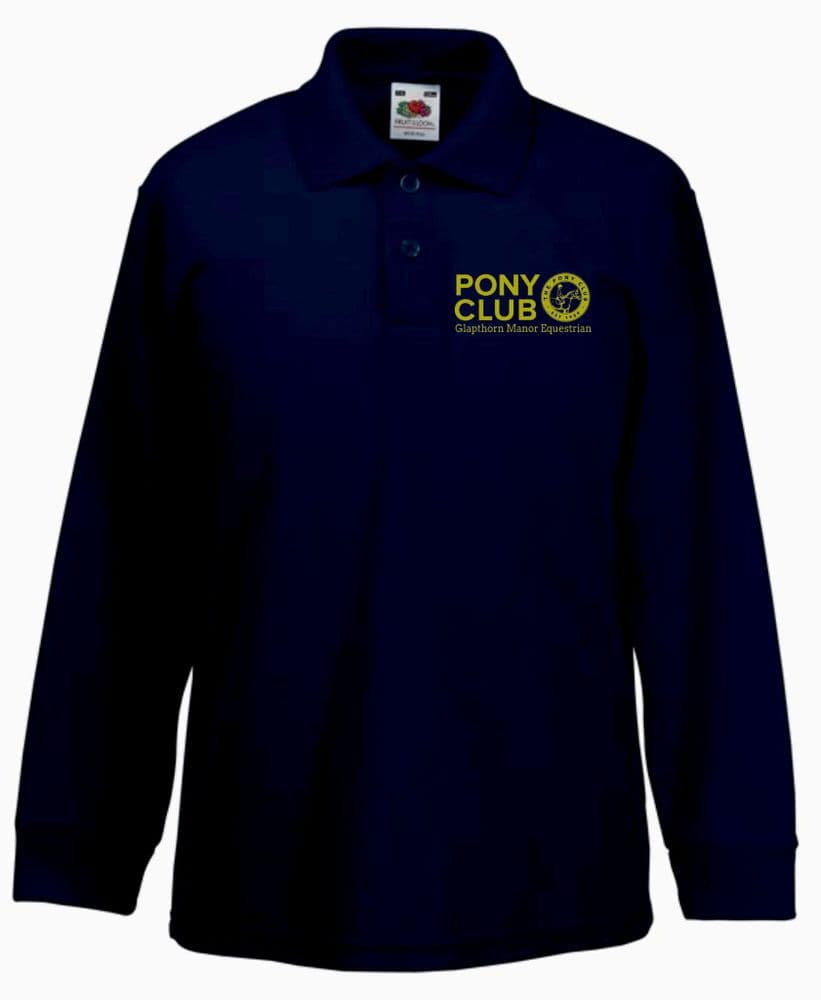 Childrens Glapthorn Manor Equestrian Centre Long Sleeve Navy Polo SS320