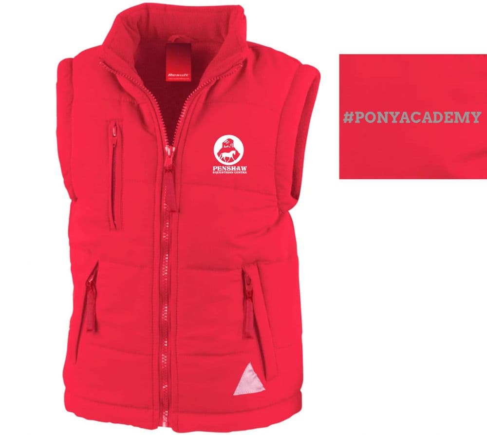 CHILDRENS Penshaw Pony Academy Red Padded Bodywarmer - RS88B