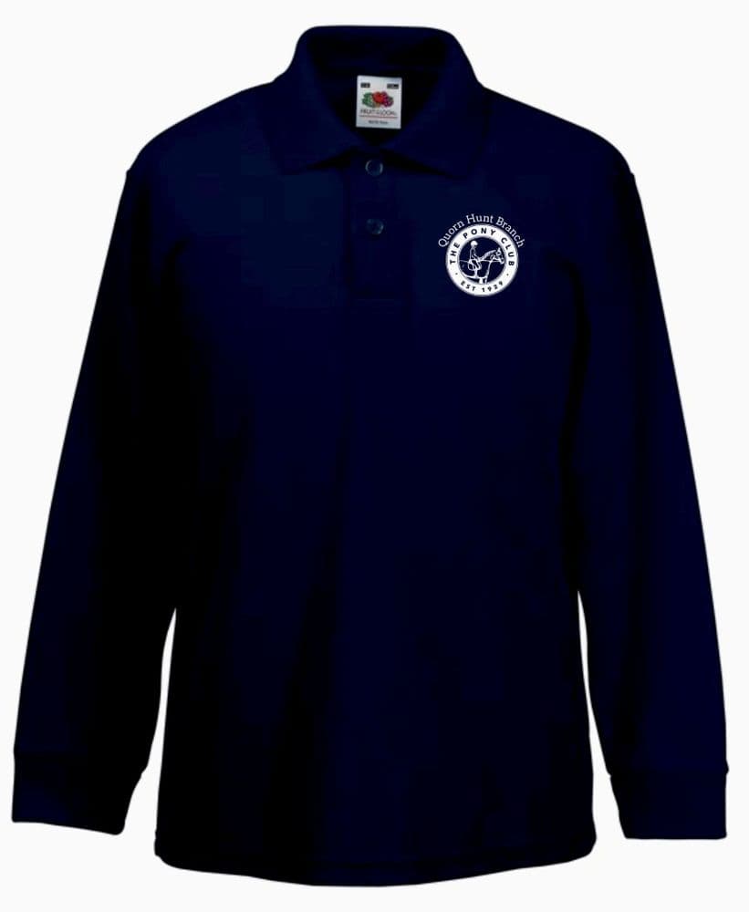 Childrens Quorn Pony Club Navy Long Sleeve Navy Polo SS320