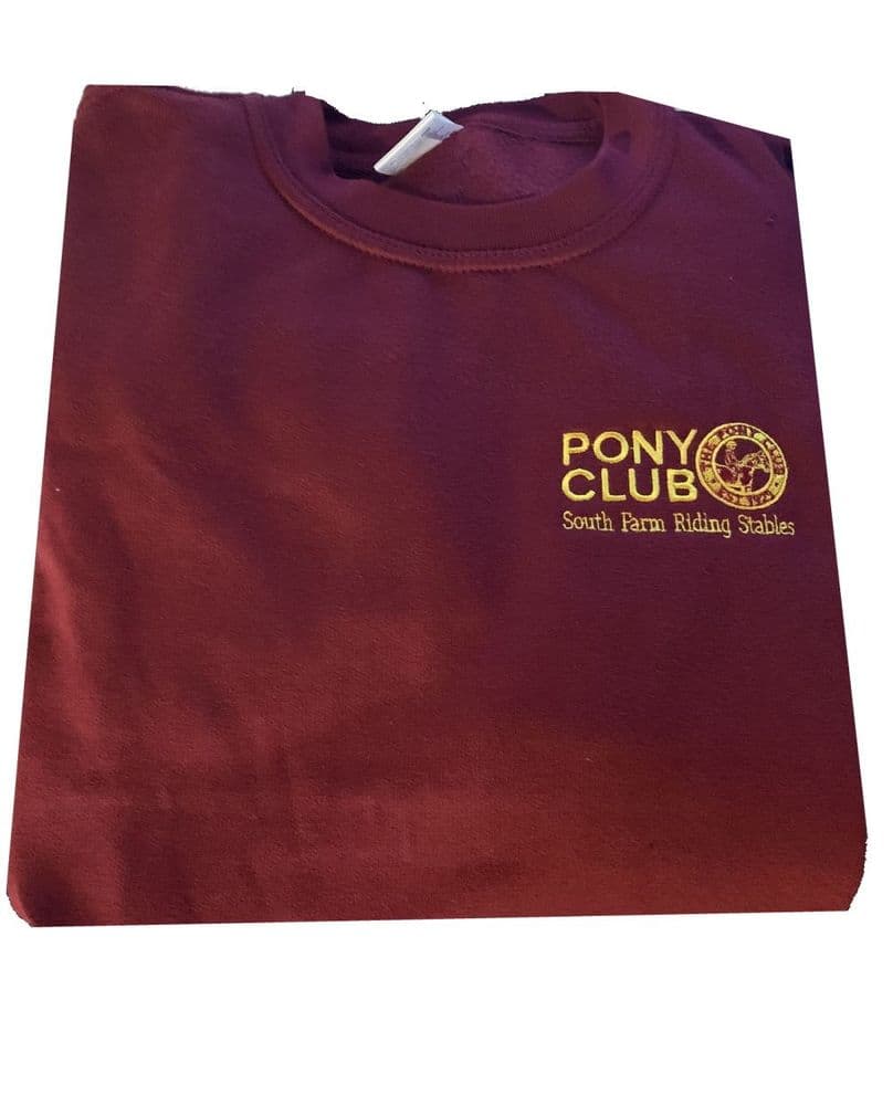 Childrens'South Farm Riding Stables Pony Club Burgundy Sweatshirt UX7