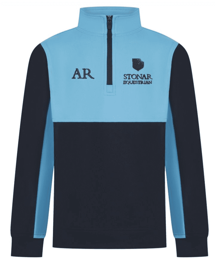 Childrens Stonar School Equestrian Sky/Navy Quarter Zip Tracksuit Top - LV875