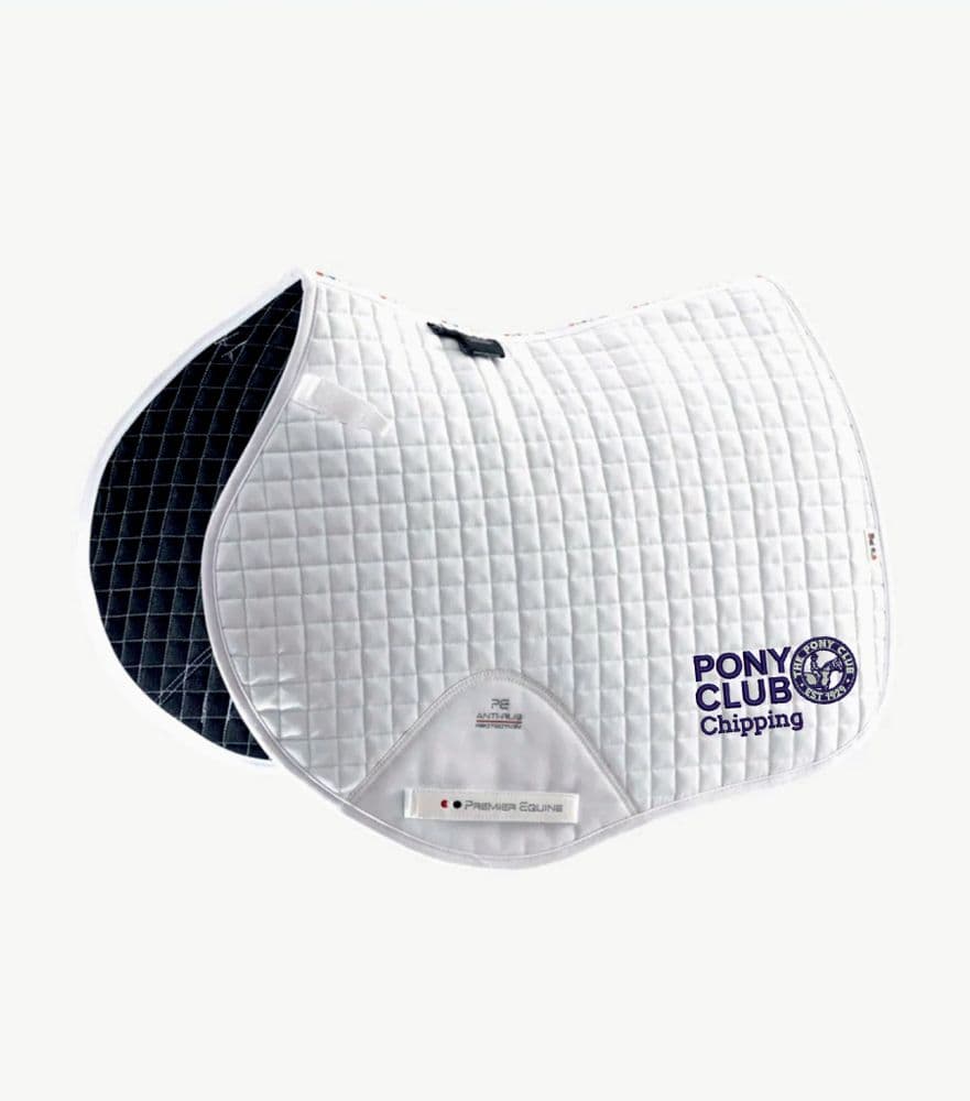 Chipping Pony Club embroidered white/Navy/Black Premier Equine Close Contact Saddlecloths