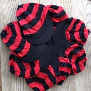 Churcher's College Red/Navy hooped Hat Silk with navy pompom