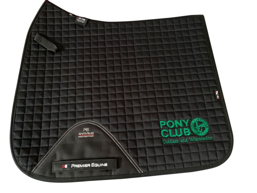 Cobham & Wimbledon PC Black embroidered Premier Equine Dressage Saddlecloths