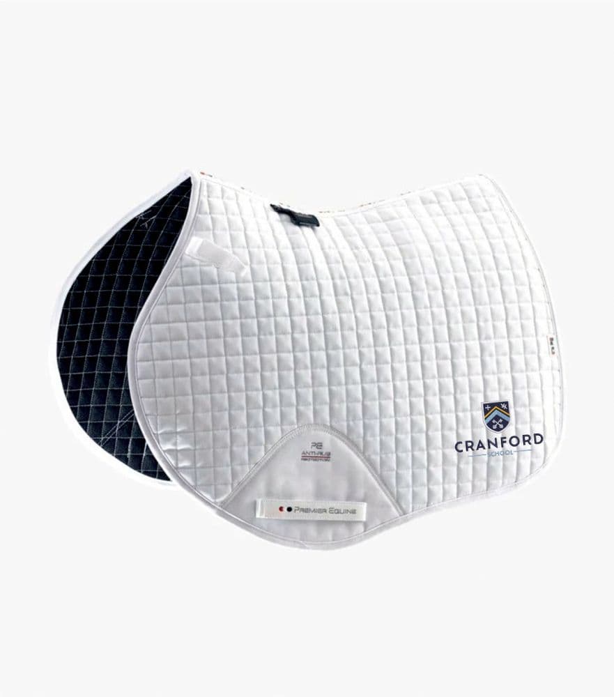 Cranford School embroidered white Premier Equine Close Contact Saddlecloths
