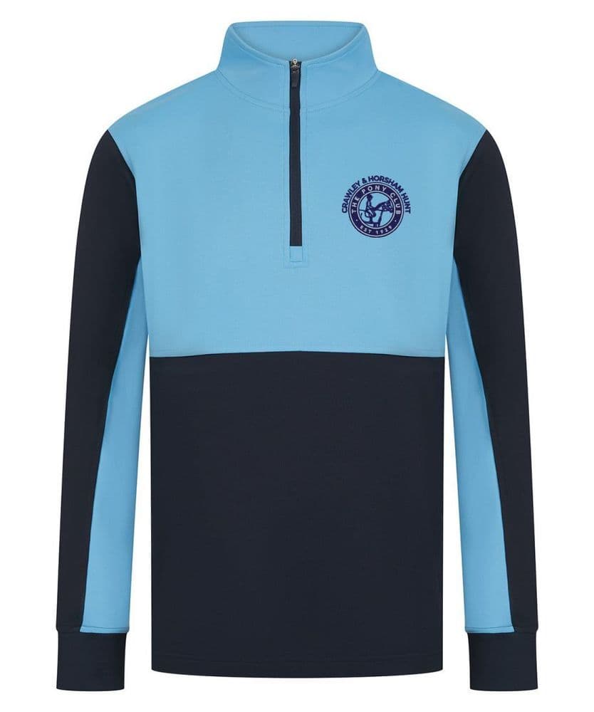 Crawley & Horsham Hunt Sky/Navy Adults Quarter Zip Tracksuit top LV874