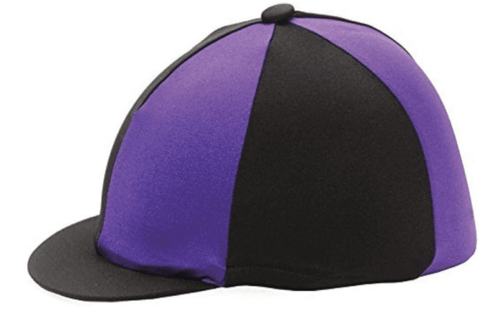 Ellesmere College  Black/Purple quartered  Lycra Hat Silk with button