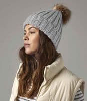 Faux Fur Pom Pom Chunky Beanie - Optional Personalisation