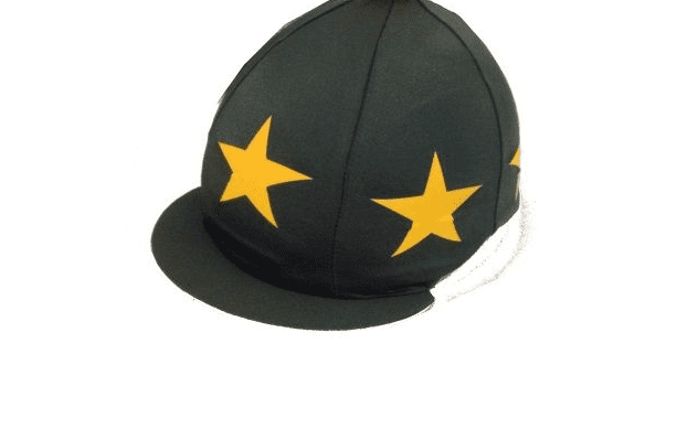 Fitzwilliam Bottle Green Silk with lemon yellow stars and a button