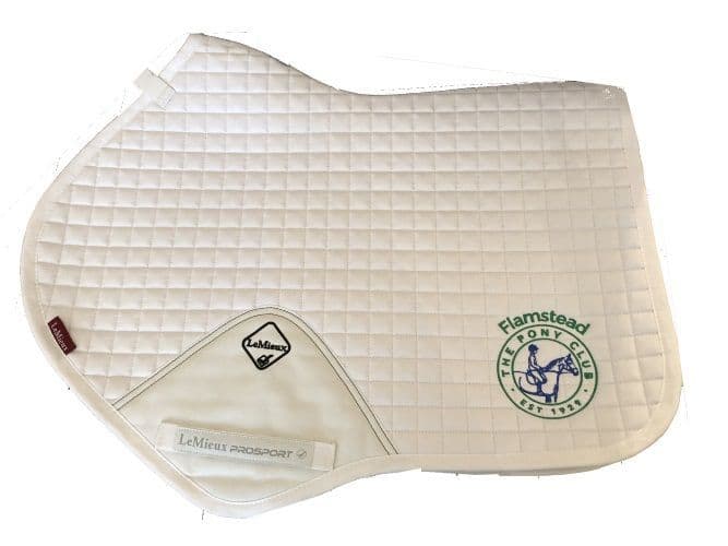 Flamstead embroidered white Le Mieux Close Contact Saddlecloths