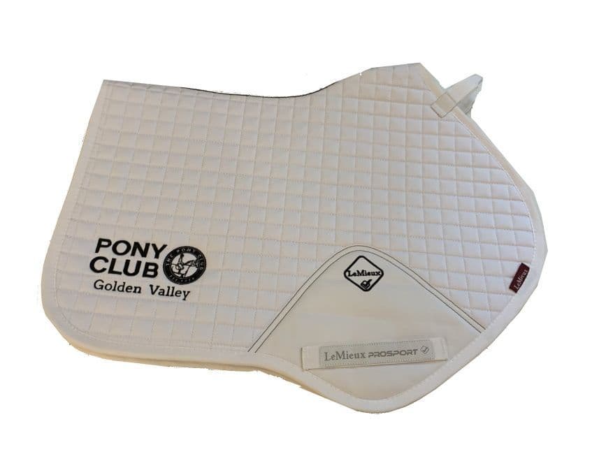 Golden Valley Pony Club embroidered white Le Meiux Close Contact Saddlecloths