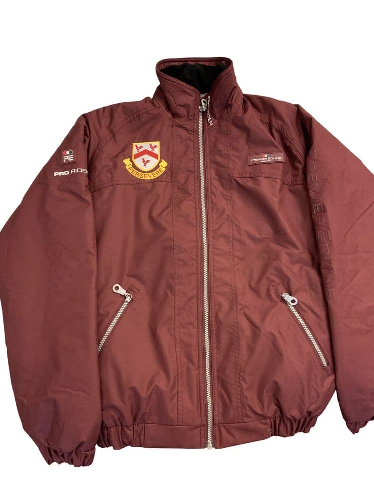 Gwernyfed High School Premier Equine Pro Rider Unisex Waterproof Riding Jacket, Wine