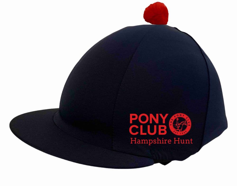 Hampshire Hunt Navy Hat silk with red pompom