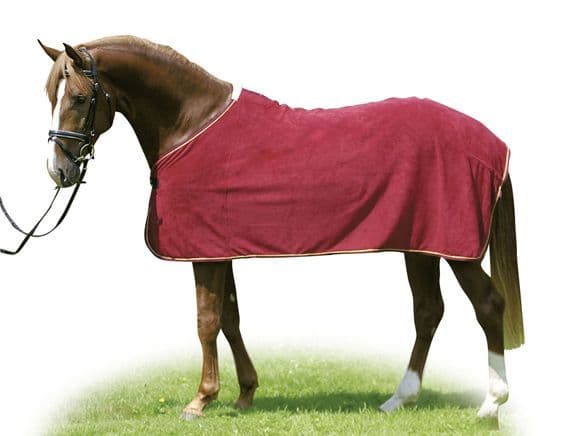Harrogate Grammar Beautiful Quality Fleece Rug. Dark Red/Gold