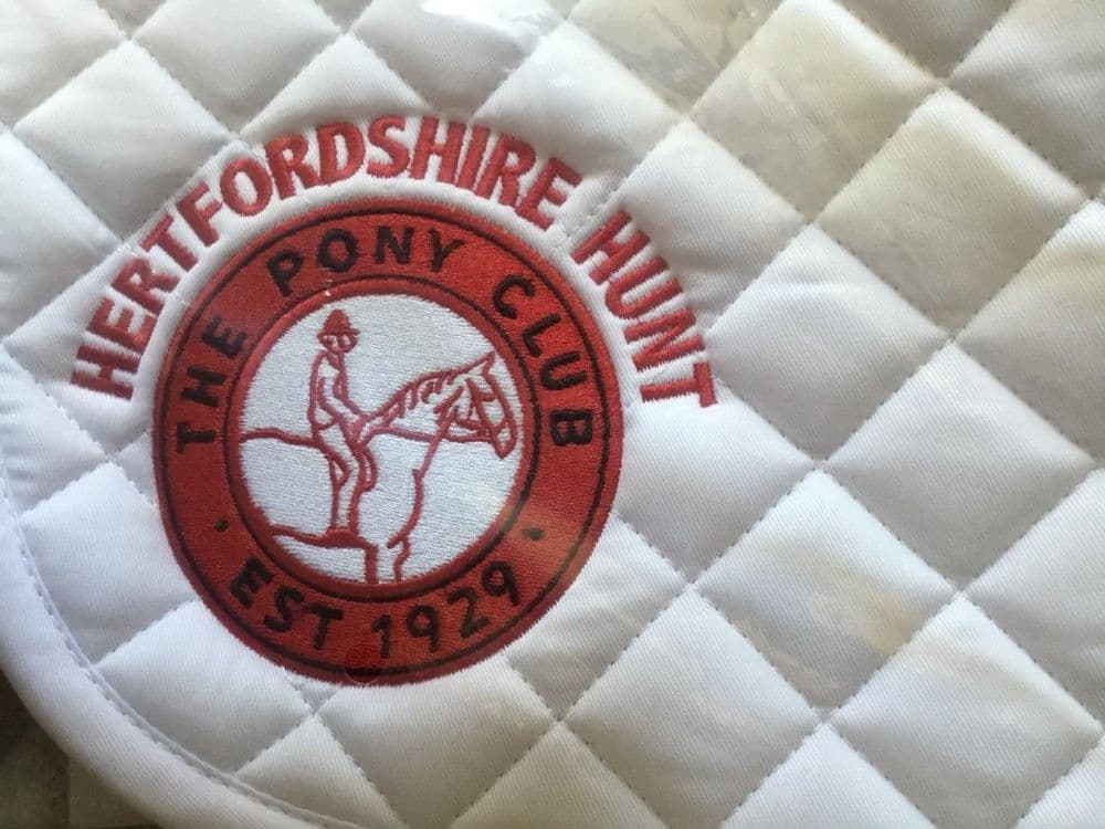 Herts Hunt white embroidered GP Saddlecloths