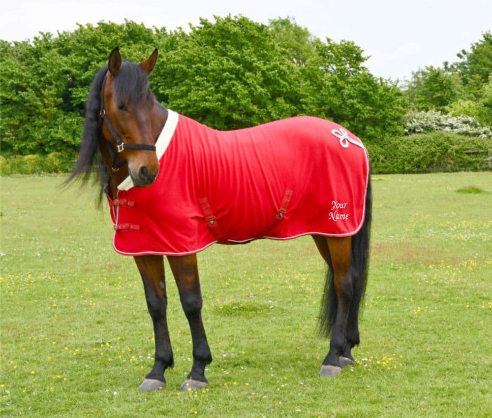 Horse/PonyRhinegold Show Fleece Rug RED with Faux Fur Collar 5'6" (slight fault)
