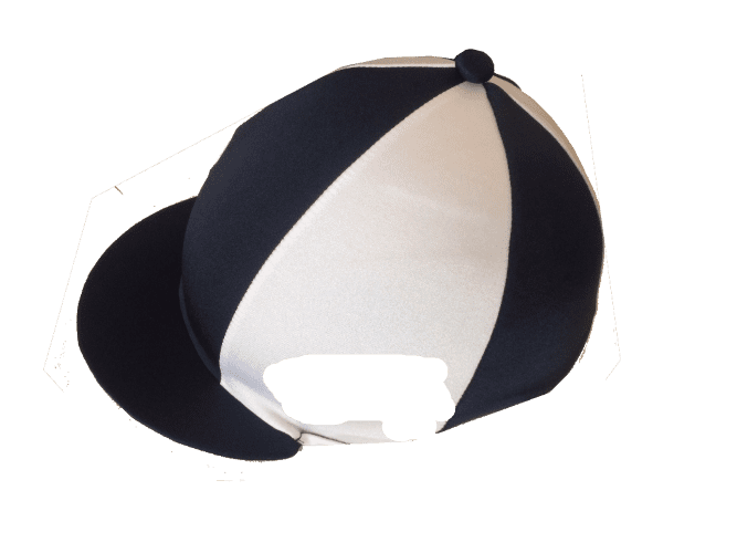 Kent Border Pony Club Navy/White Lycra Hat Silk and button