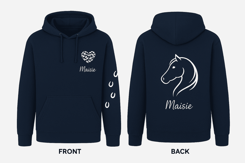 Kids GG-Gear Personalised Heavyweight Horse Hoodie