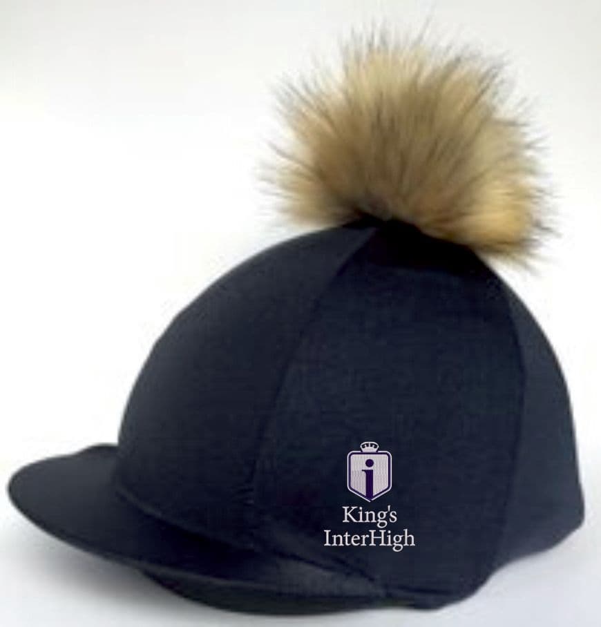 King Interhigh School Silk, Navy with Faux Fur Pompom