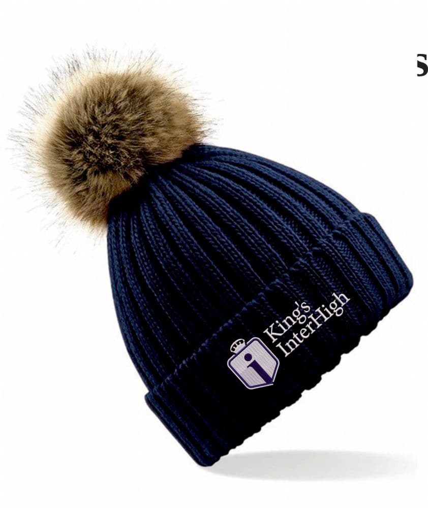 Kings Inter-High Navy Faux Fur Pom Pom Hat - BC412