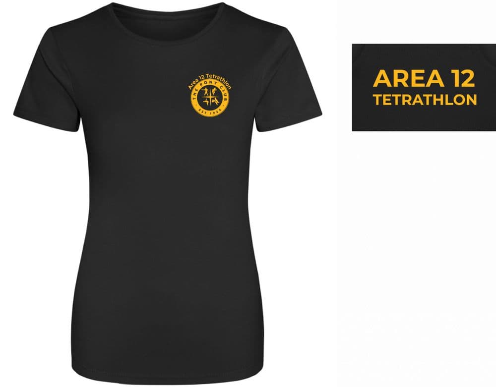 LADIES Area 12 Tetrathlon Black Cool T-shirt  - JC005