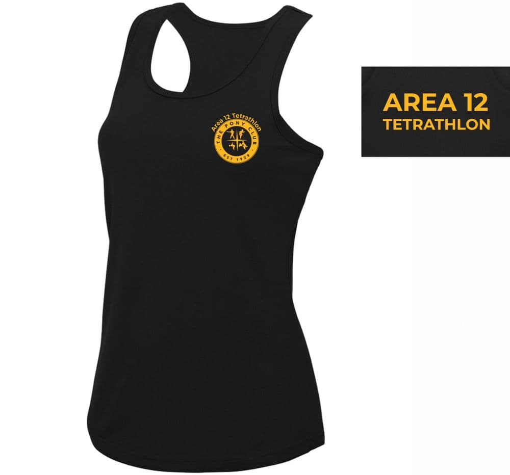 LADIES Area 12 Tetrathlon Black 'cool' Vest - JC015