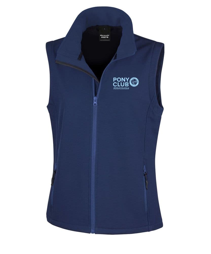 Ladies Fit Abbotsholme Pony Club Navy Soft-shell Gilet - R232F