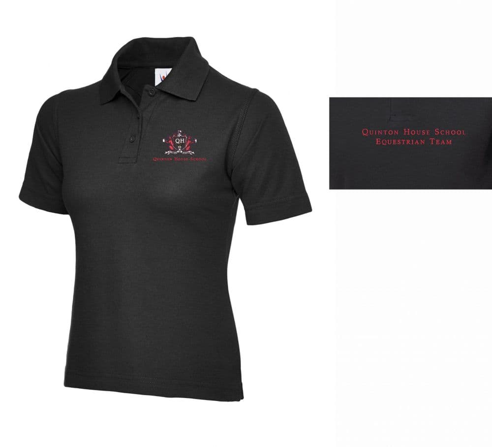 Ladies Fit Quinton House School Polo Shirt - Black UC106