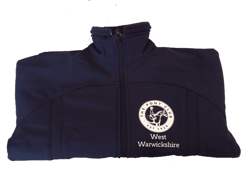 Ladies navy soft shell jacket West Warwickshire Pony Club