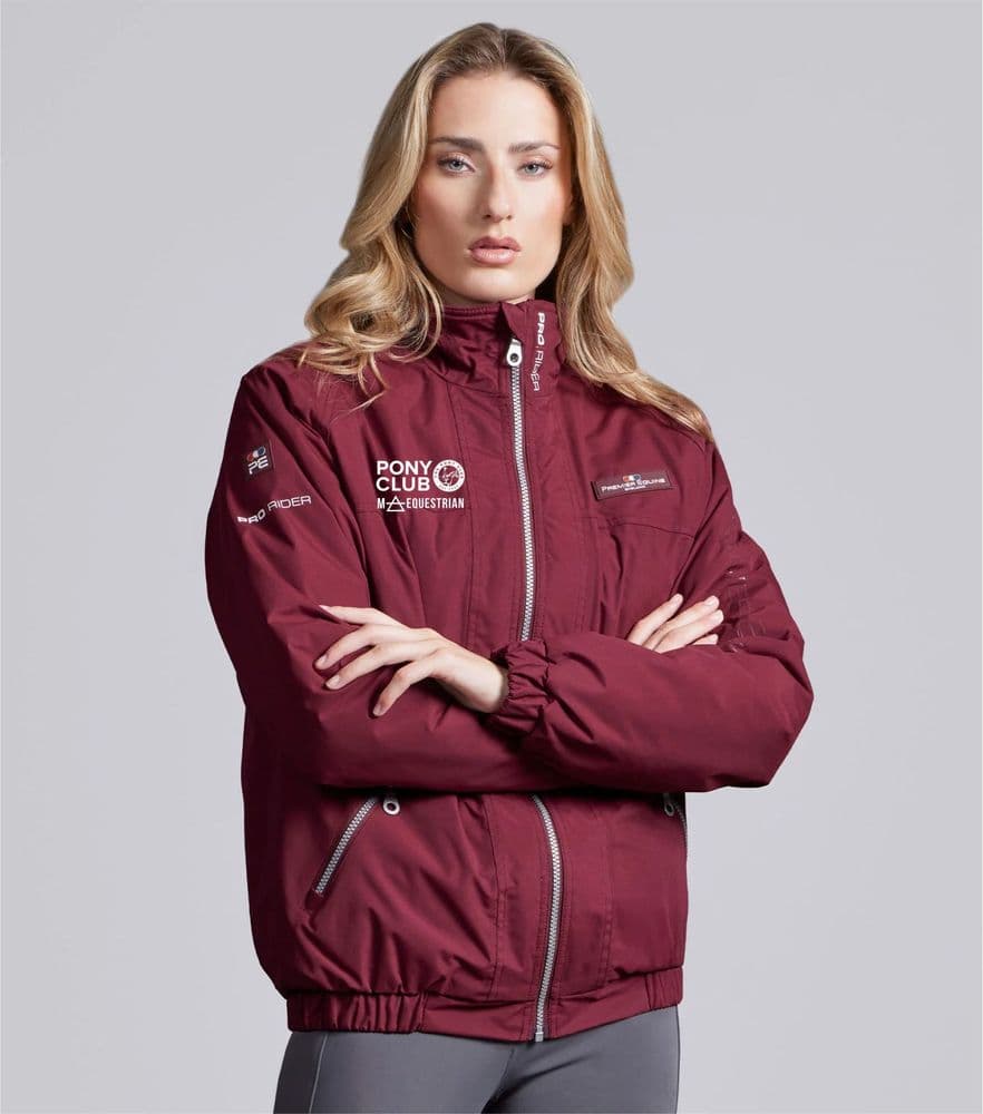 MA Equestrian  Premier Equine Pro Rider Unisex Waterproof Riding Jacket, Burgundy