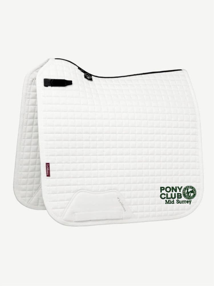 Mid Surrey Pony Club embroidered white Le Mieux Dressage Saddlecloths