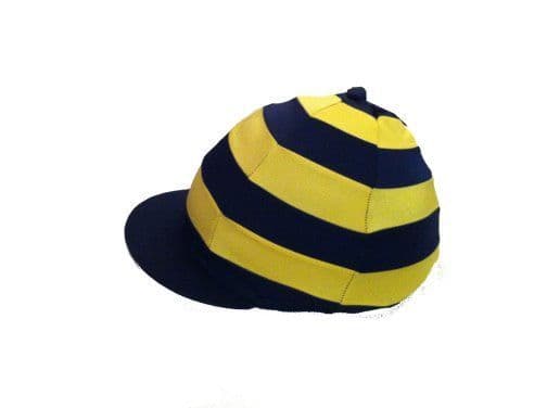 Middleton hooped yellow/navy Hat Silk, with button