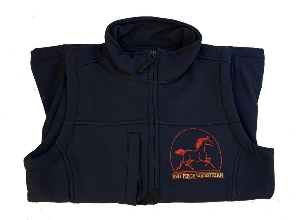 Navy Red Piece Equestrian Stables Ladies Navy Softshell Gilets