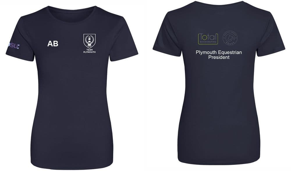 Plymouth University Navy Ladies Fit Sport T-shirt - JC005